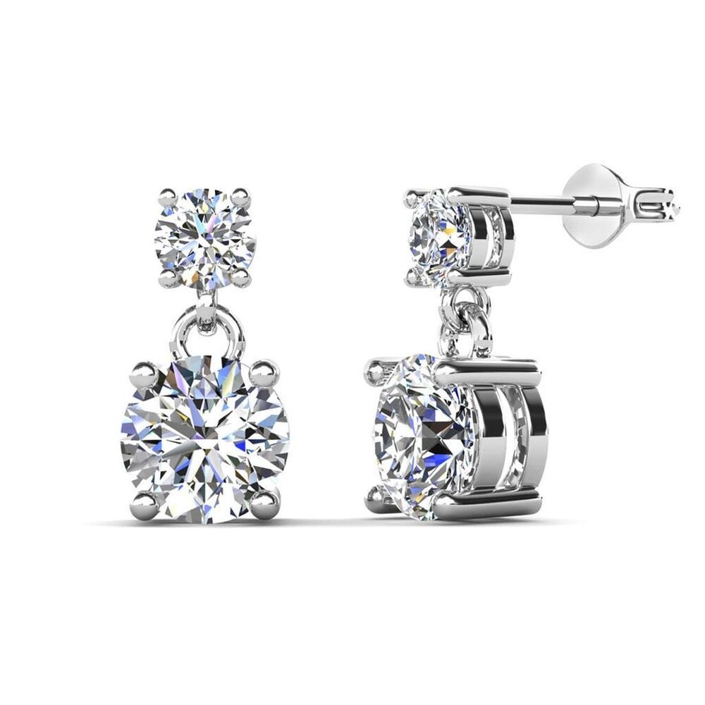 Cate & Chloe Jasmine 18k White Gold Plated Drop Earrings with Swarovski Crystals
